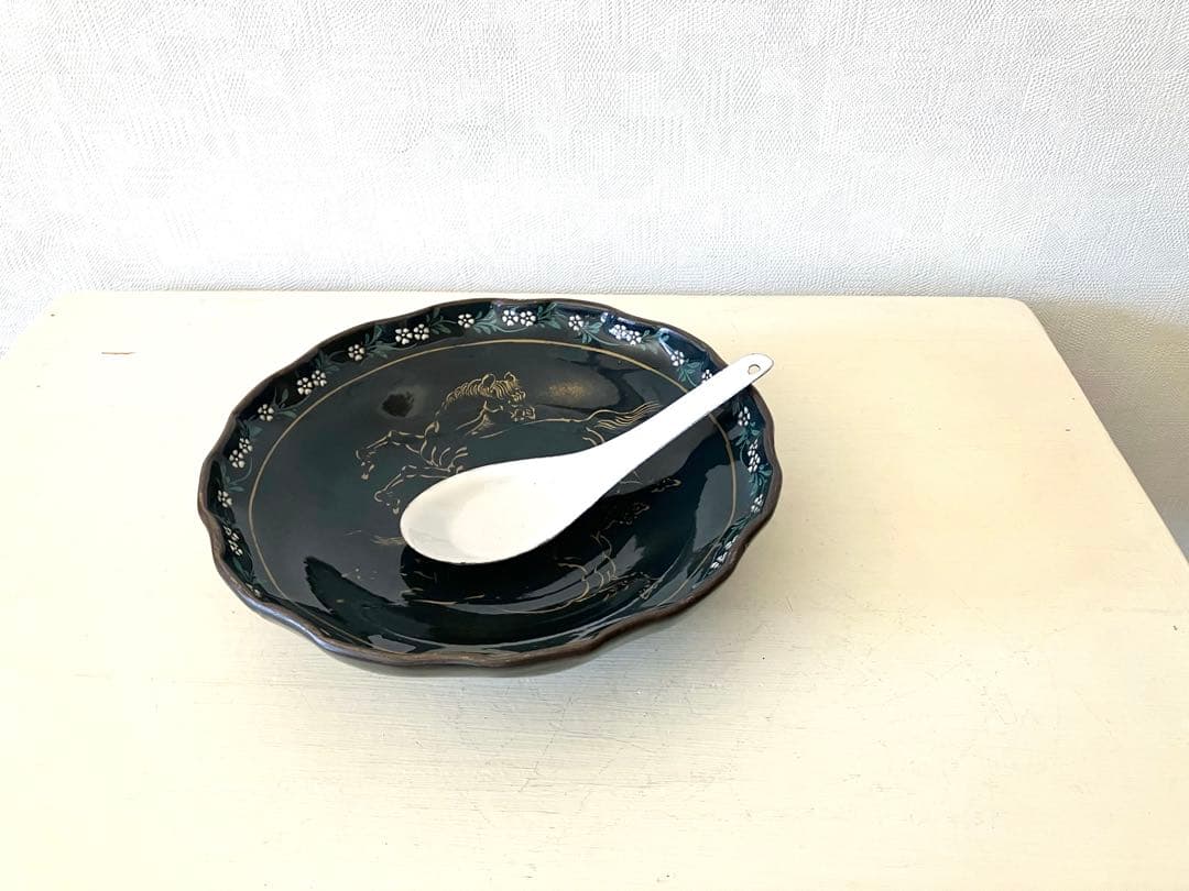 ヴィンテージ 九谷焼　双馬　浅鉢