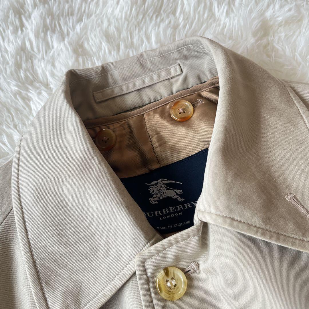 美品　英国製　バーバリー　ステンカラーコート　　ライナー付き　ノバチェック　比翼