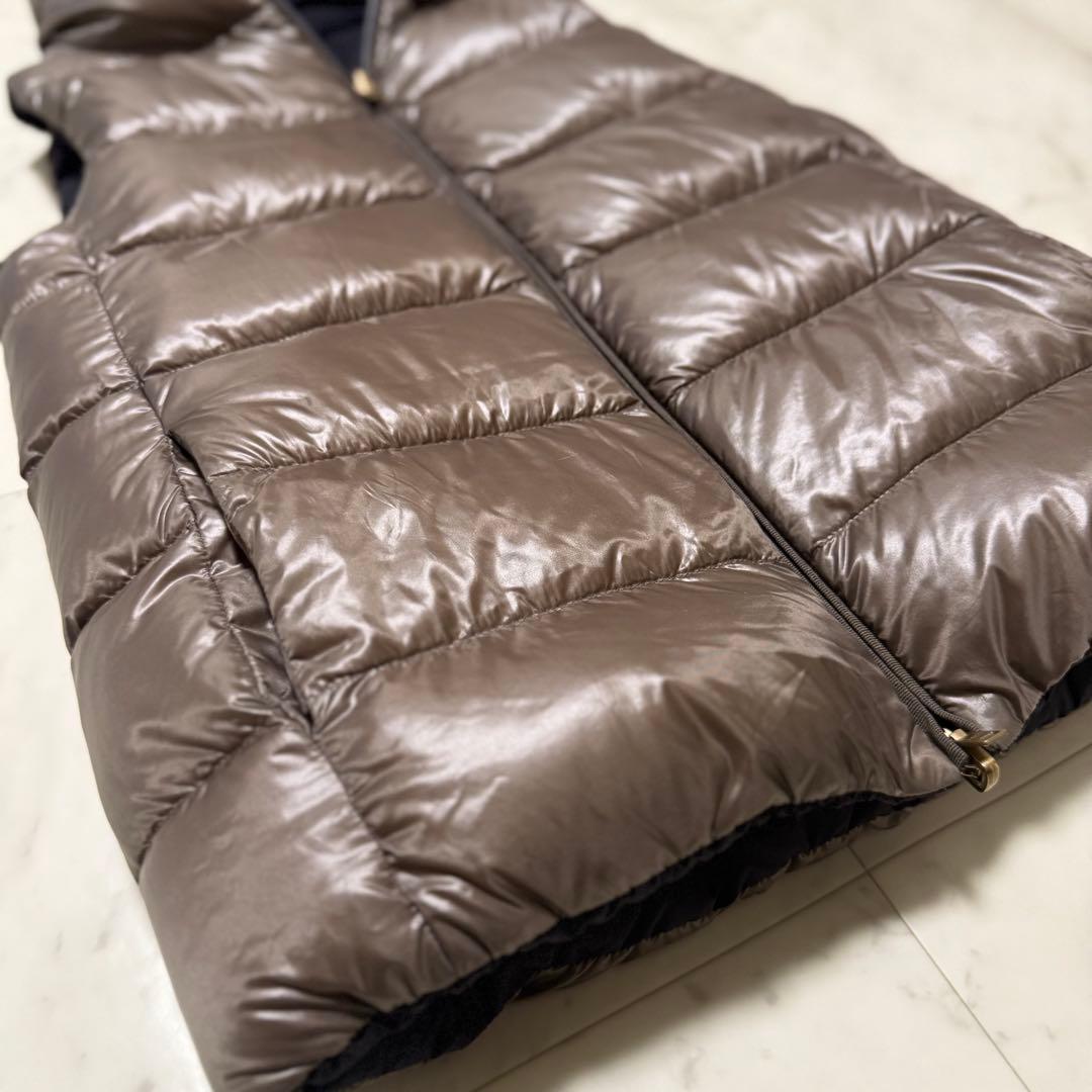 美品 HERNO ヘルノ リバーシブル ダウンベスト ブラック×グレージュ 40
