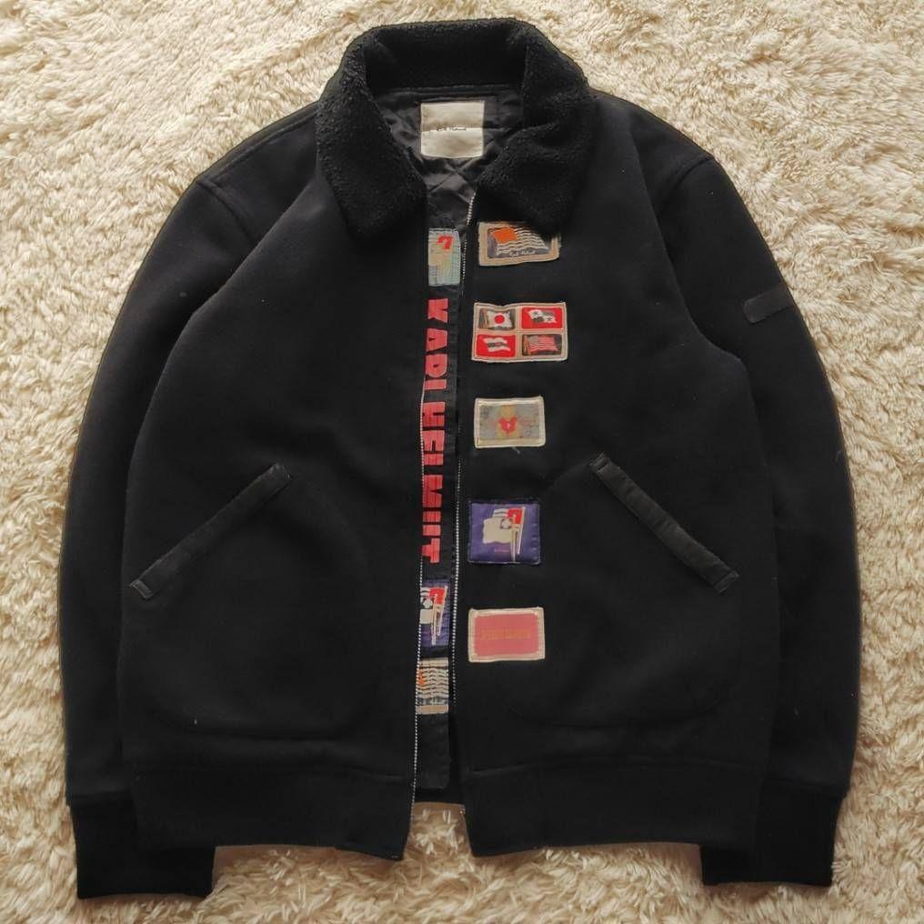 Karl Helmt 国旗 クマ マルチワッペン ボア 短丈 ウールブルゾン