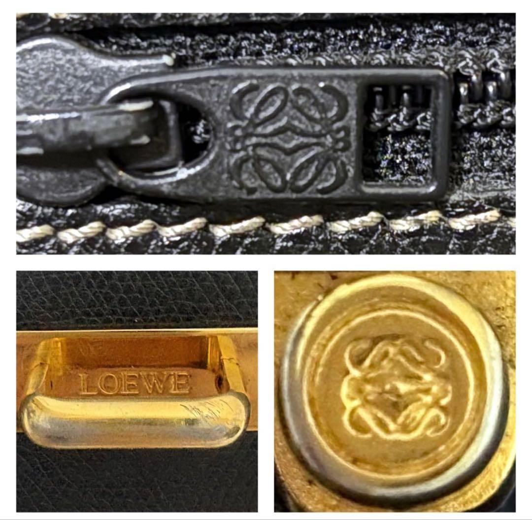 希少 ロエベ メッセンジャーバック ショルダー アナグラム レザー A4 黒色