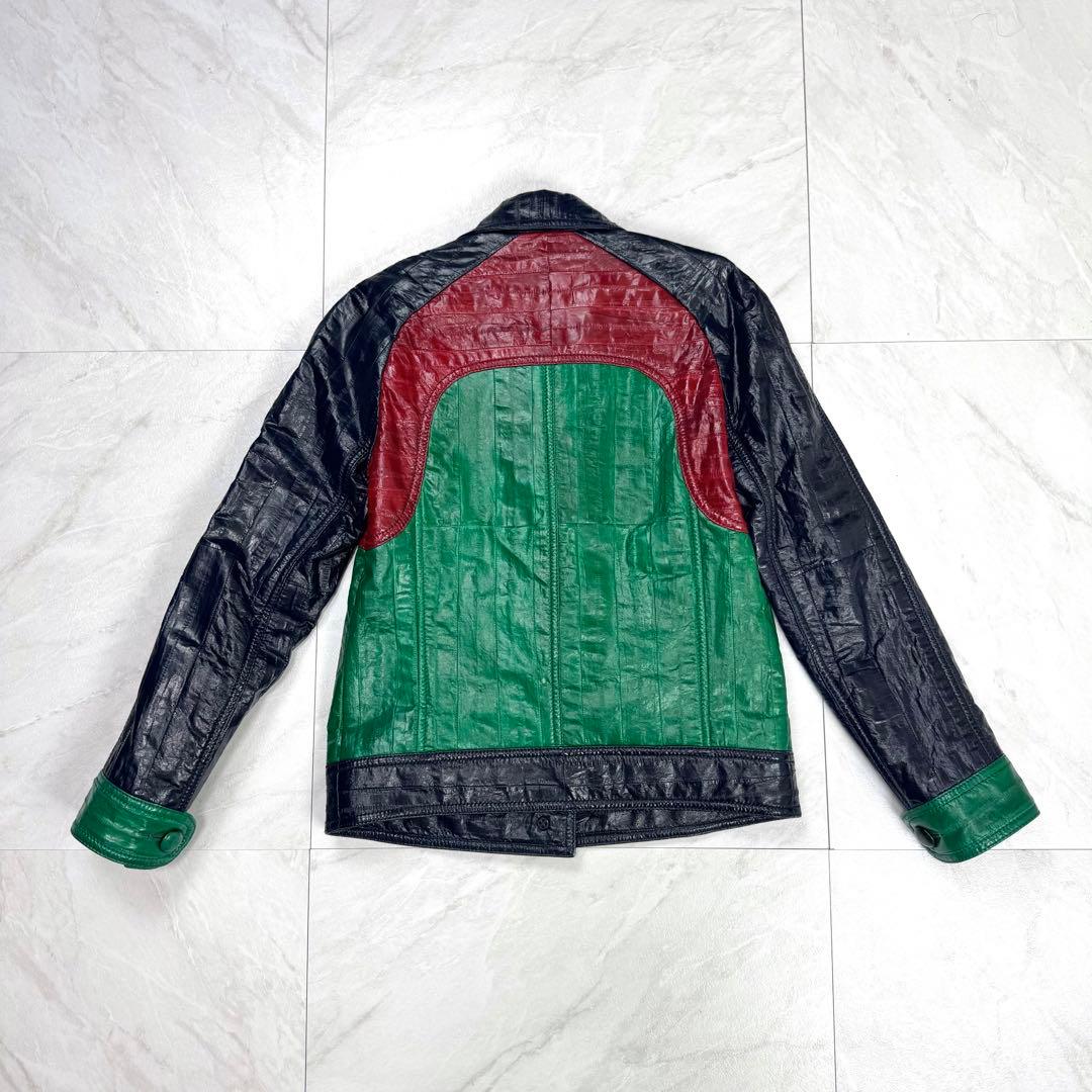 極美品 名作 GUCCI イールスキン レザージャケット グッチカラー 36