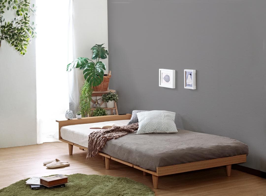 【シングル】おしゃれな北欧風デザインのローベッド　3色展開<フレームのみ>