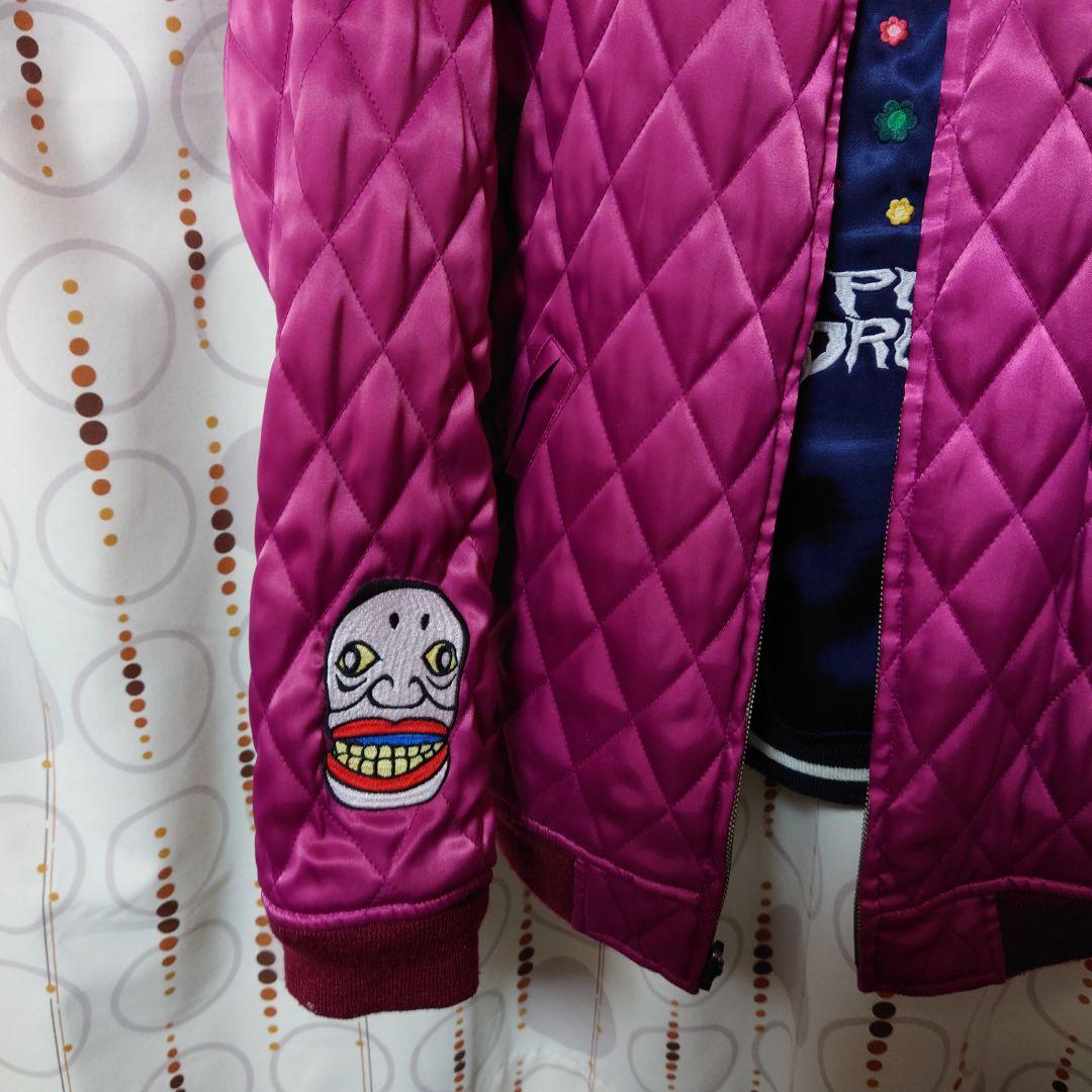 パンクドランカーズ PDS×くっきー スカジャン ネイビー エンジ Lサイズ