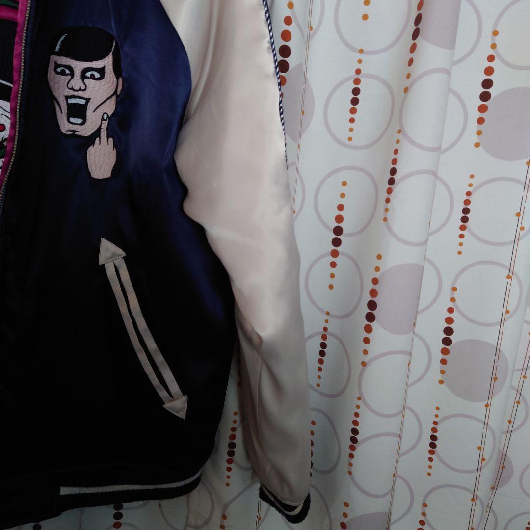 パンクドランカーズ PDS×くっきー スカジャン ネイビー エンジ Lサイズ