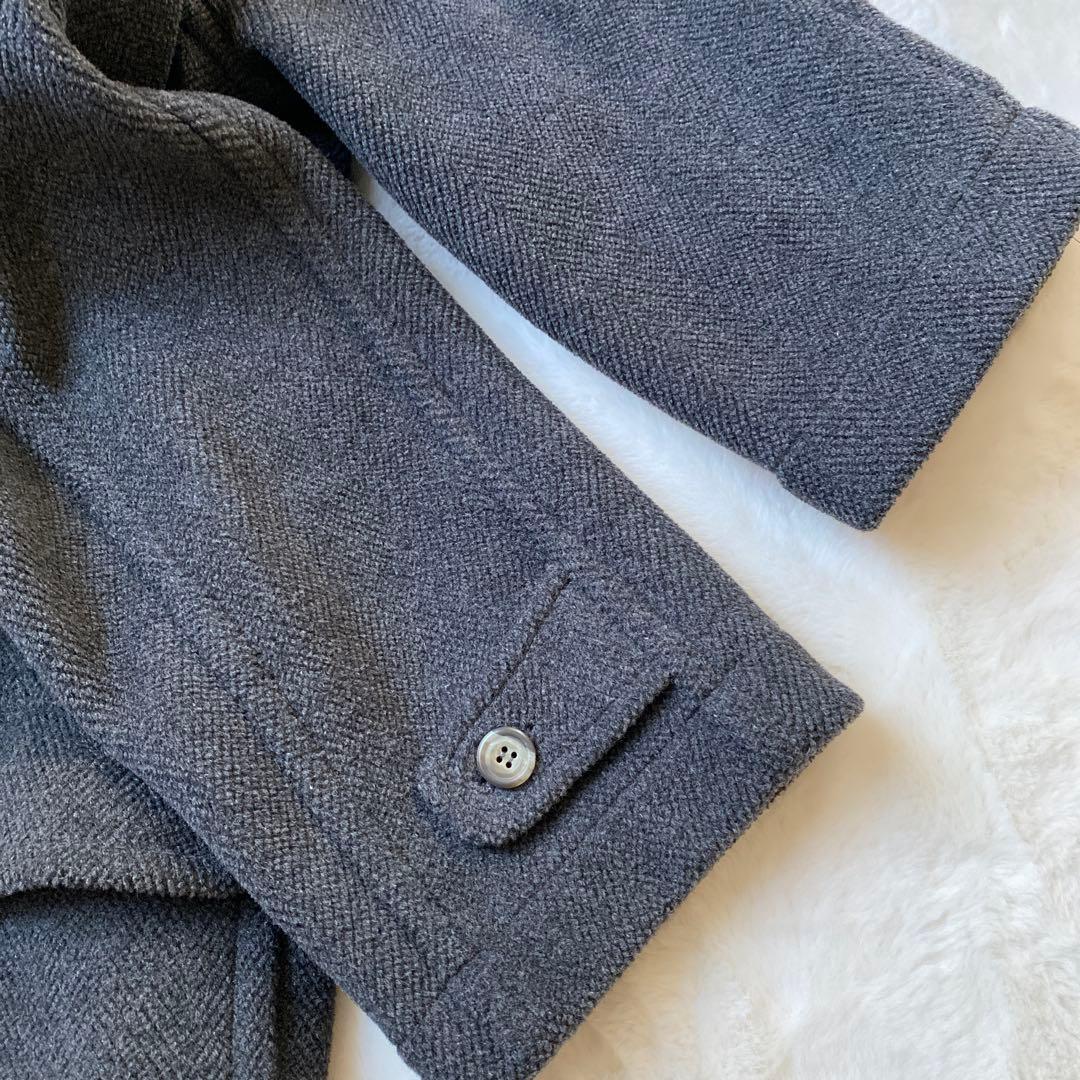 SHIPS ウールヘリンボーン ロング ダッフルコート イギリス製 グレー