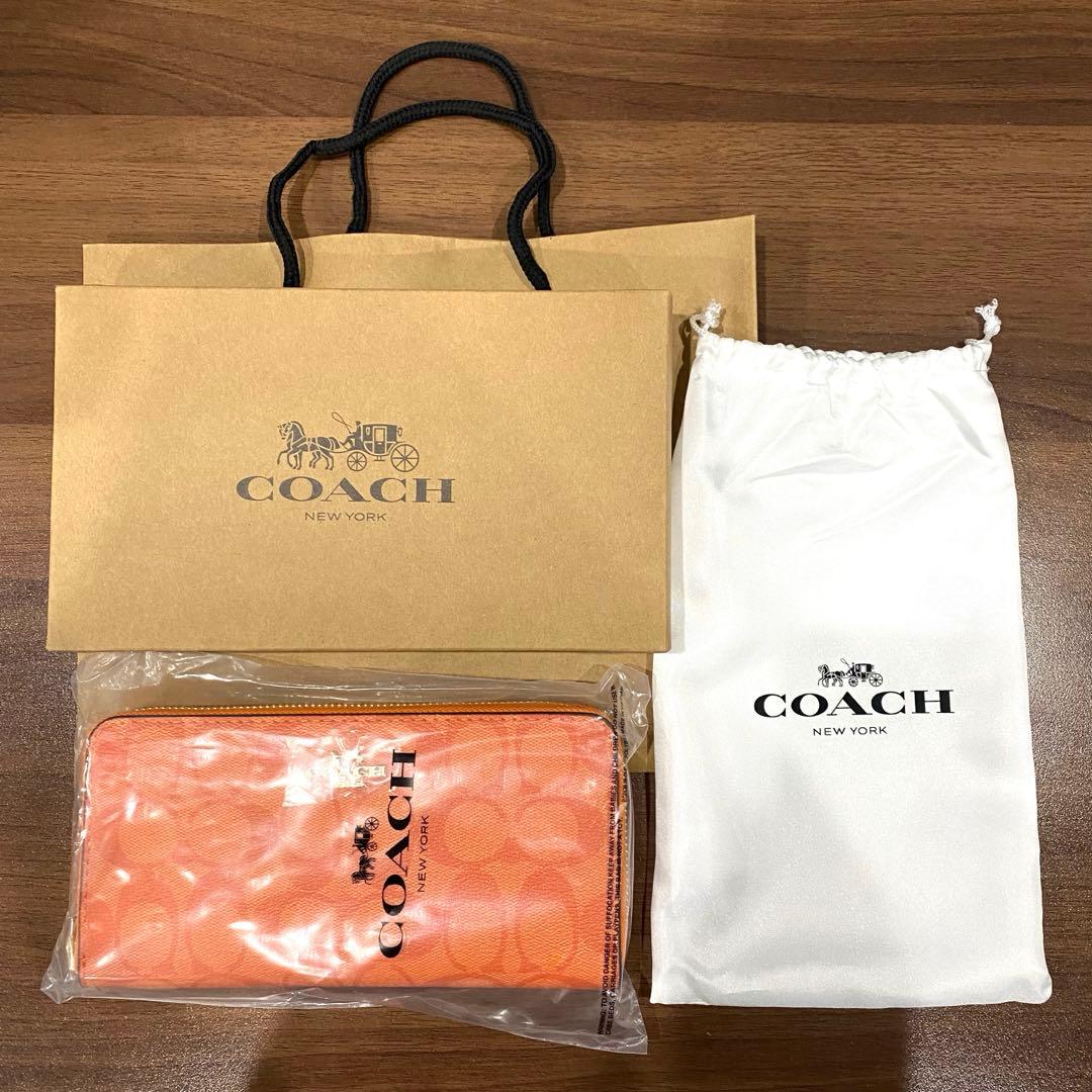 【新品未開封】coach コーチ レディース　長財布　オレンジ　ウォレット　財布