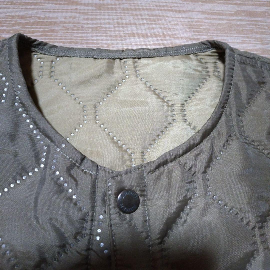 美品　アーメン　ARMEN オーバーサイズノーカラー キルティングコート ロング