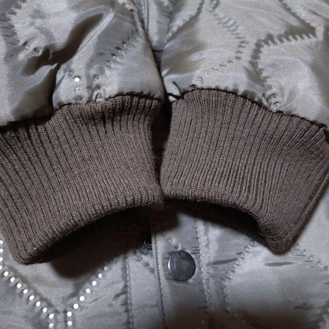 美品　アーメン　ARMEN オーバーサイズノーカラー キルティングコート ロング