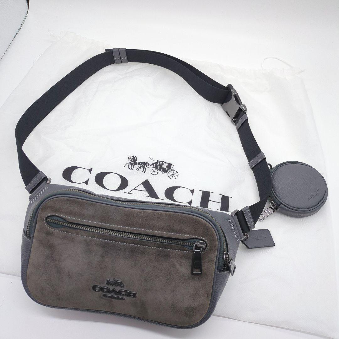 【希少カモデル・美品】コーチ☆カメラバッグ スエード×レザー ミニポーチ付