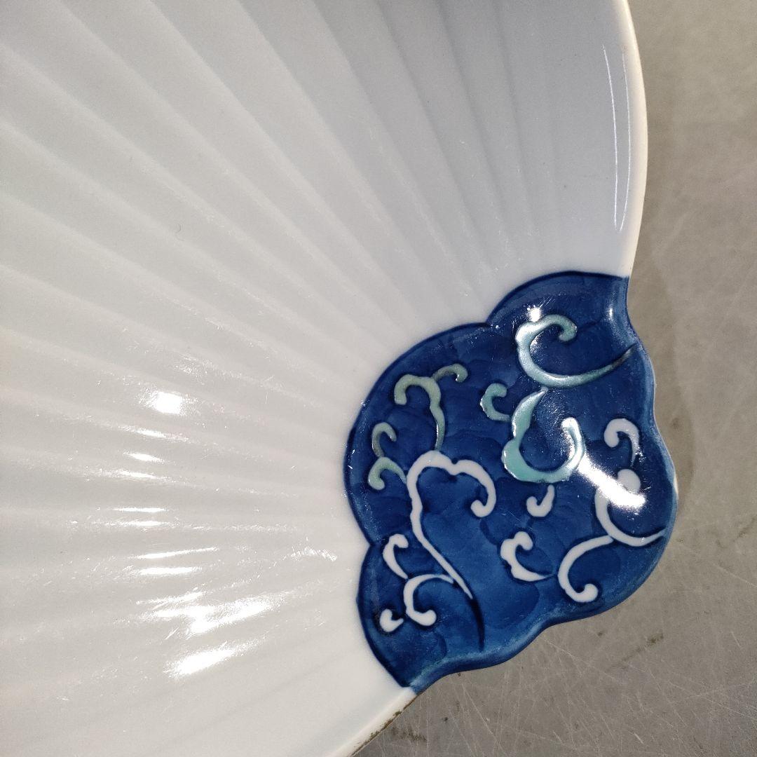 A1378-4/有田焼/富右衛門窯/団扇形皿11客/飾皿/盛皿/菓子皿/懐石道具