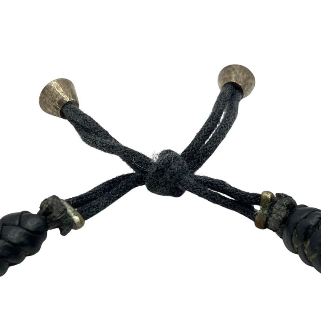 GUCCI ブレスレット　クレスト　エンブレム レザー SV925 編み上げ