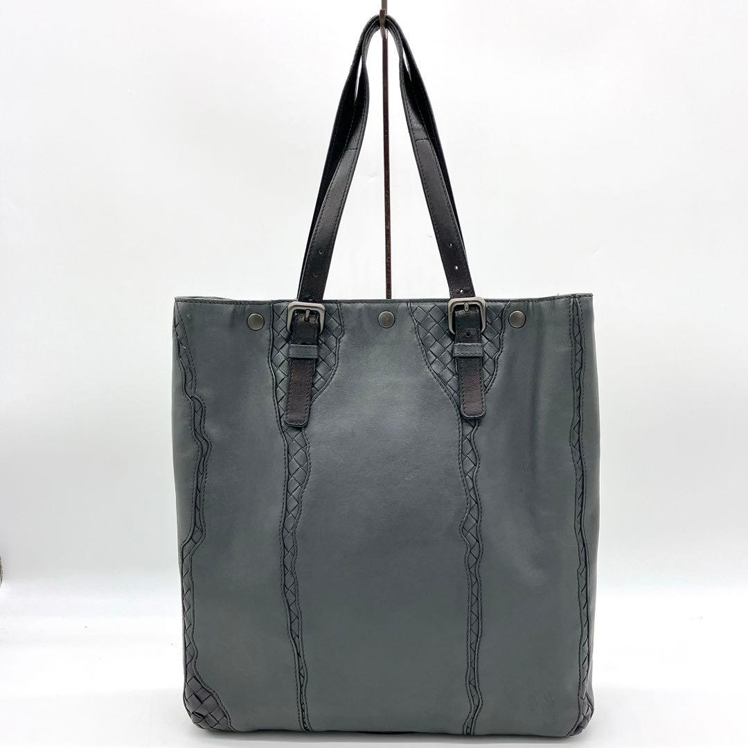 【BOTTEGA VENETA】トートバッグ　イントレチャート　ダークグレー