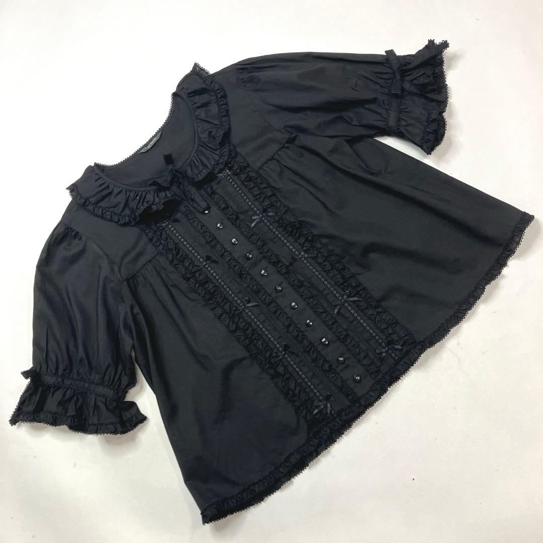 【試着のみ】ピンクハウス 黒 豪華綿ローンブラウス/2025年 春