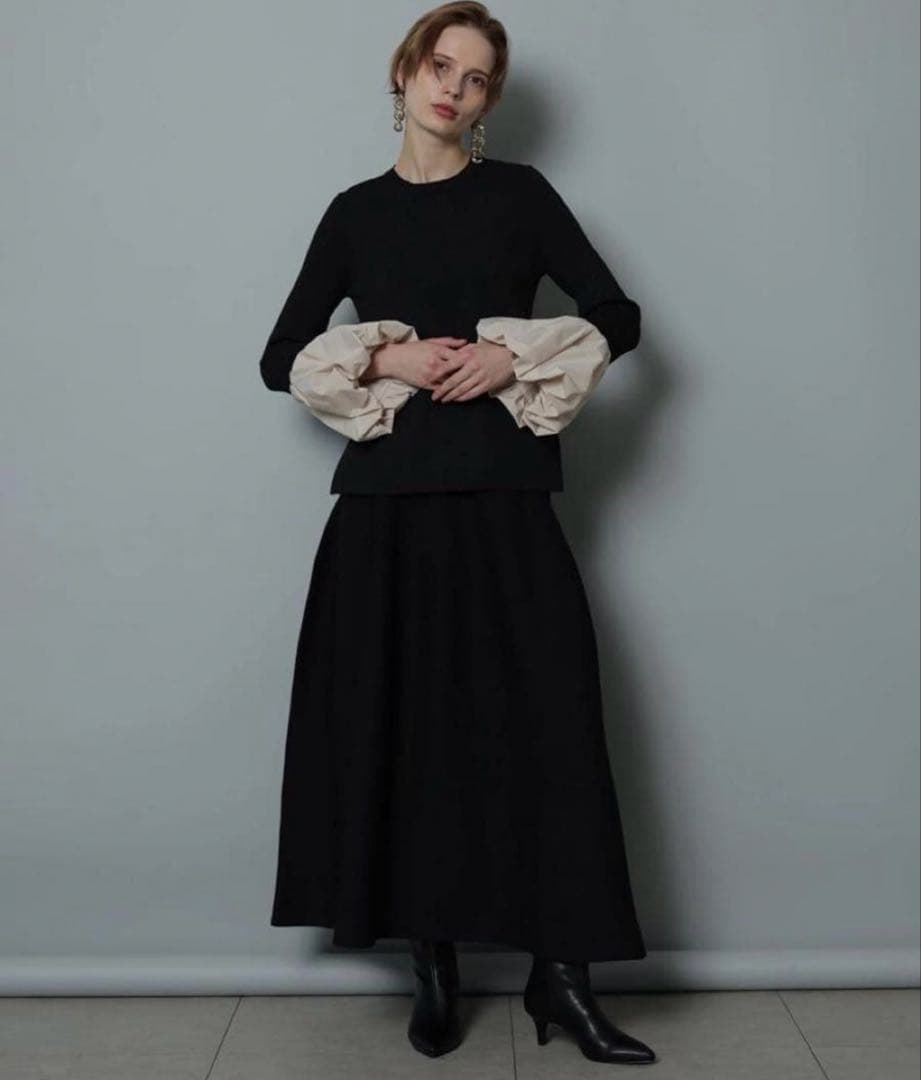 CADUNE ≪川上桃子さんコラボ≫袖バルーンニット 即完売　黒ミックス