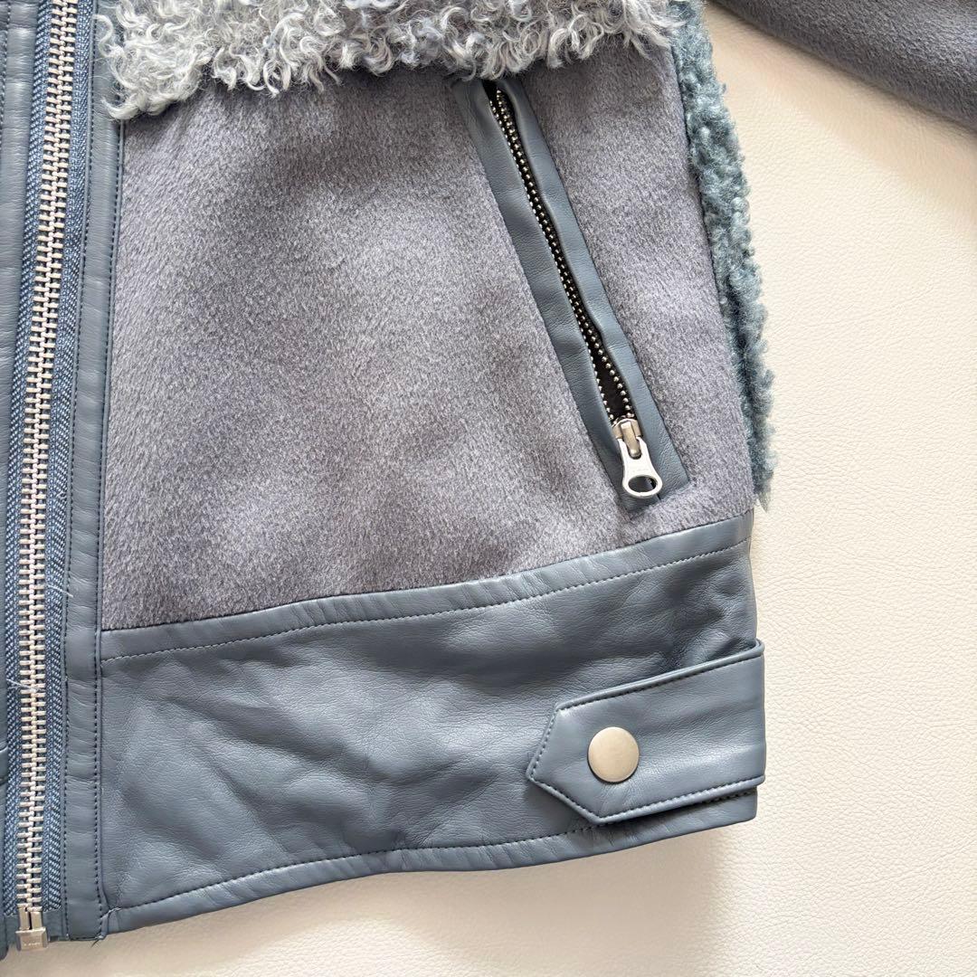 02303 AULA AILA ファーコンビネーションライダースブルゾン