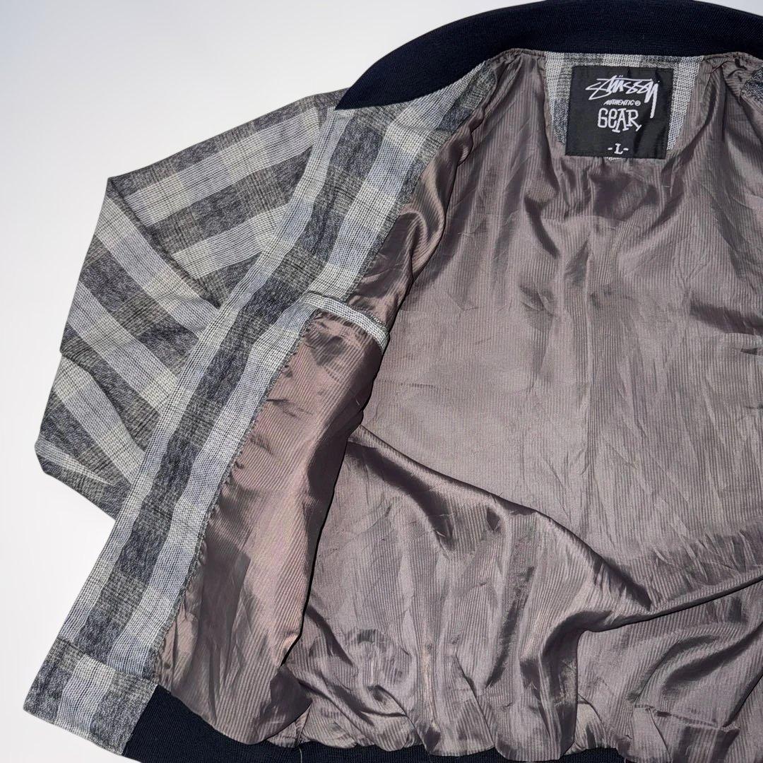 ス*ル様 90s OLD Stüssy チェック柄 ジップジャケット L 刺繍ロ