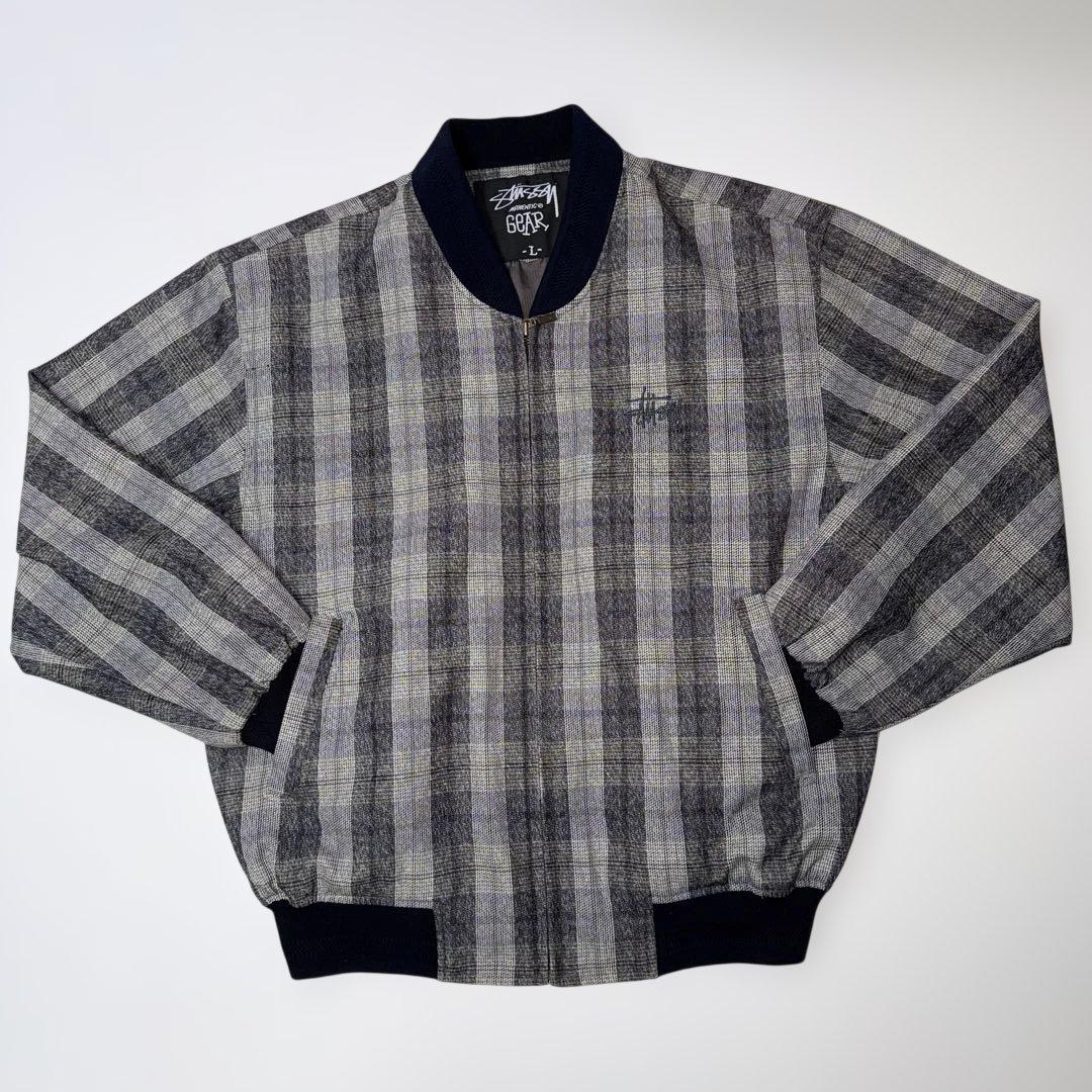 ス*ル様 90s OLD Stüssy チェック柄 ジップジャケット L 刺繍ロ