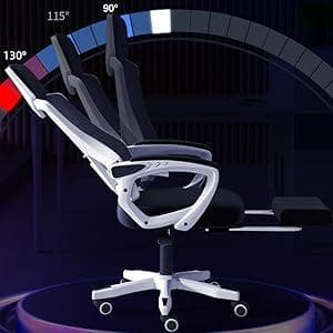 オフィスチェア デスク 通気メッシュ 140°リクライニング オットマン付き