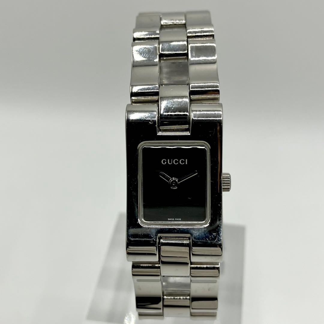 稼働 GUCCI グッチ 2305L ブラック シルバー レディース 腕時計