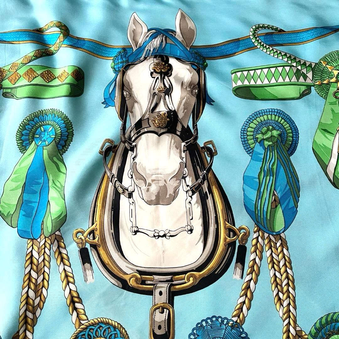 極美品　エルメス カレ90 フロンタル エ コカルド 馬具柄 シルク100　箱付