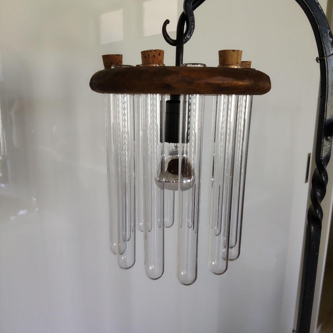 【最終お値下げ】試験管×木製　照明　ペンダントライト　木工作家