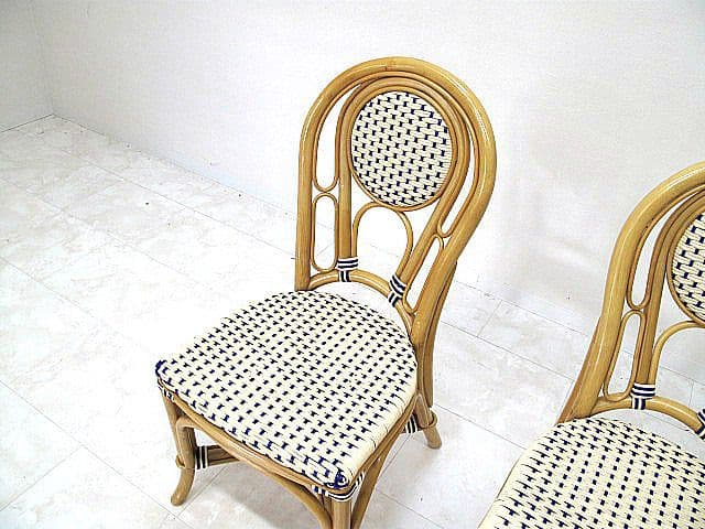 美品　オースター フレンチスタイルラタンチェア 2脚セット　　籐チェア