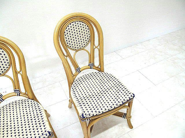 美品　オースター フレンチスタイルラタンチェア 2脚セット　　籐チェア