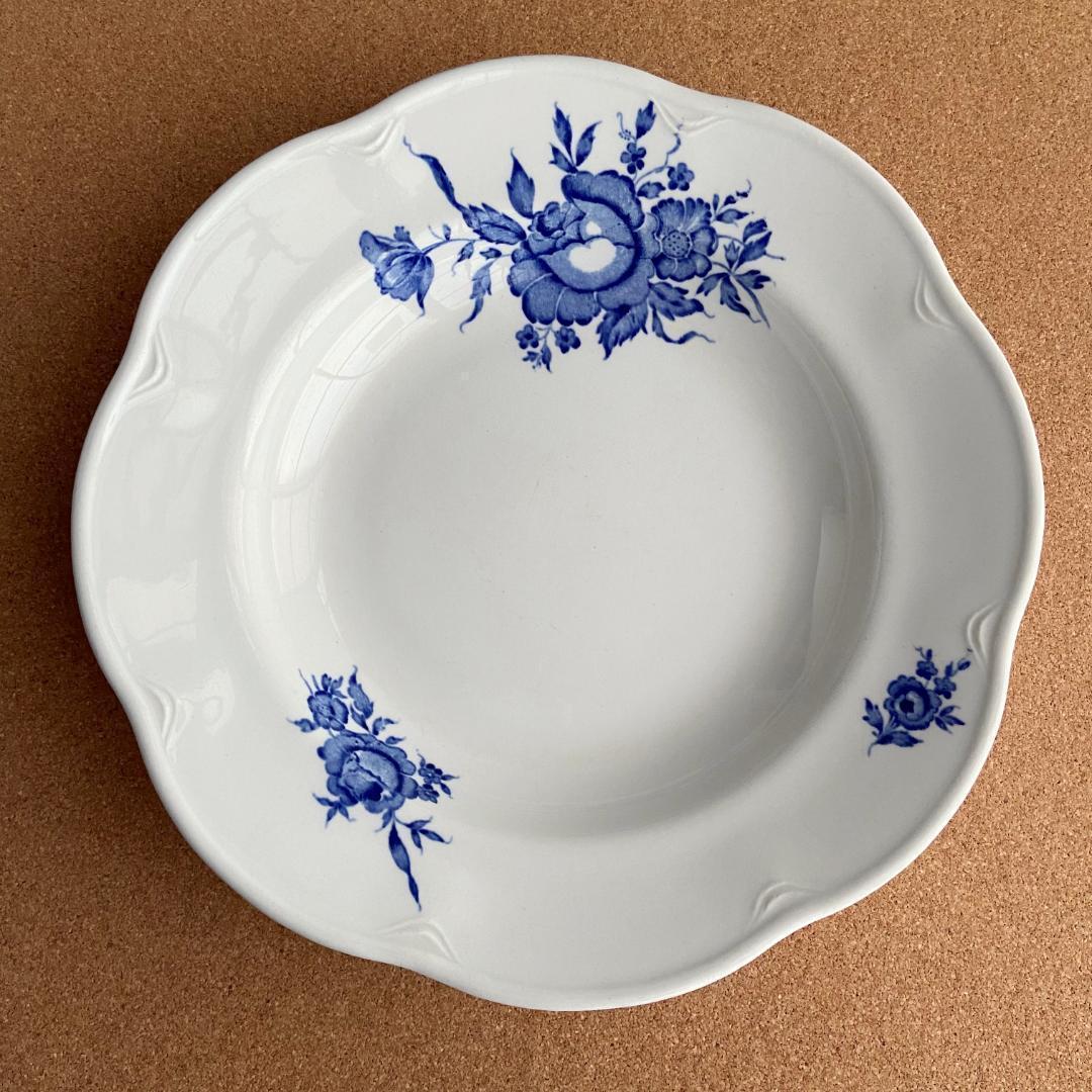 ✻ 北欧ヴィンテージ ✻old ARABIA アラビア 青い花プレート深皿 3枚