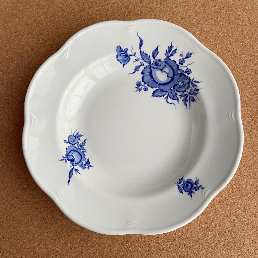 ✻ 北欧ヴィンテージ ✻old ARABIA アラビア 青い花プレート深皿 3枚