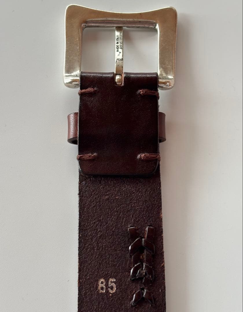 WILLIAM イタリア製 レザーベルト 85 ダークブラウン