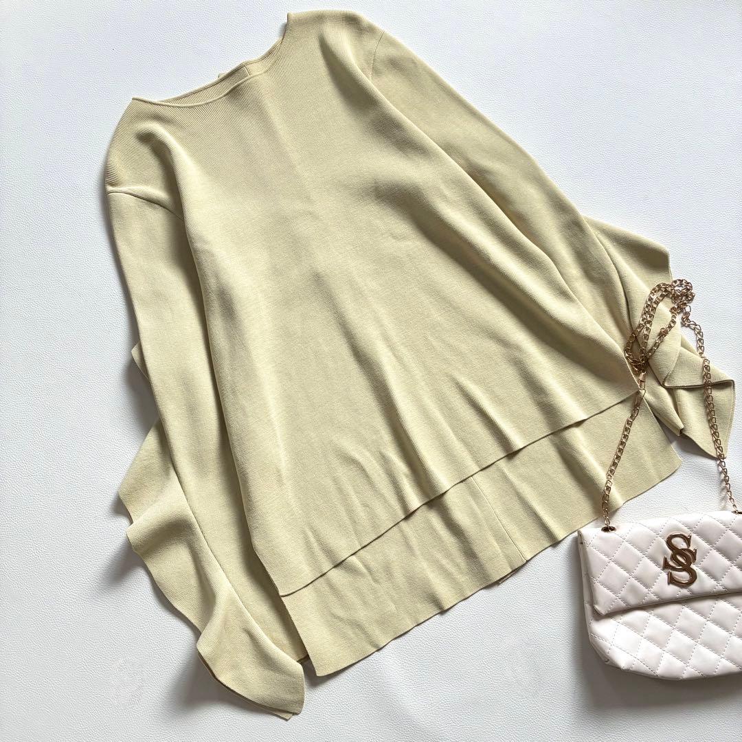 ◆美品◆アドーア◆3万◆ラッフルスリーブニット◆レモンイエロー◆長袖◆M