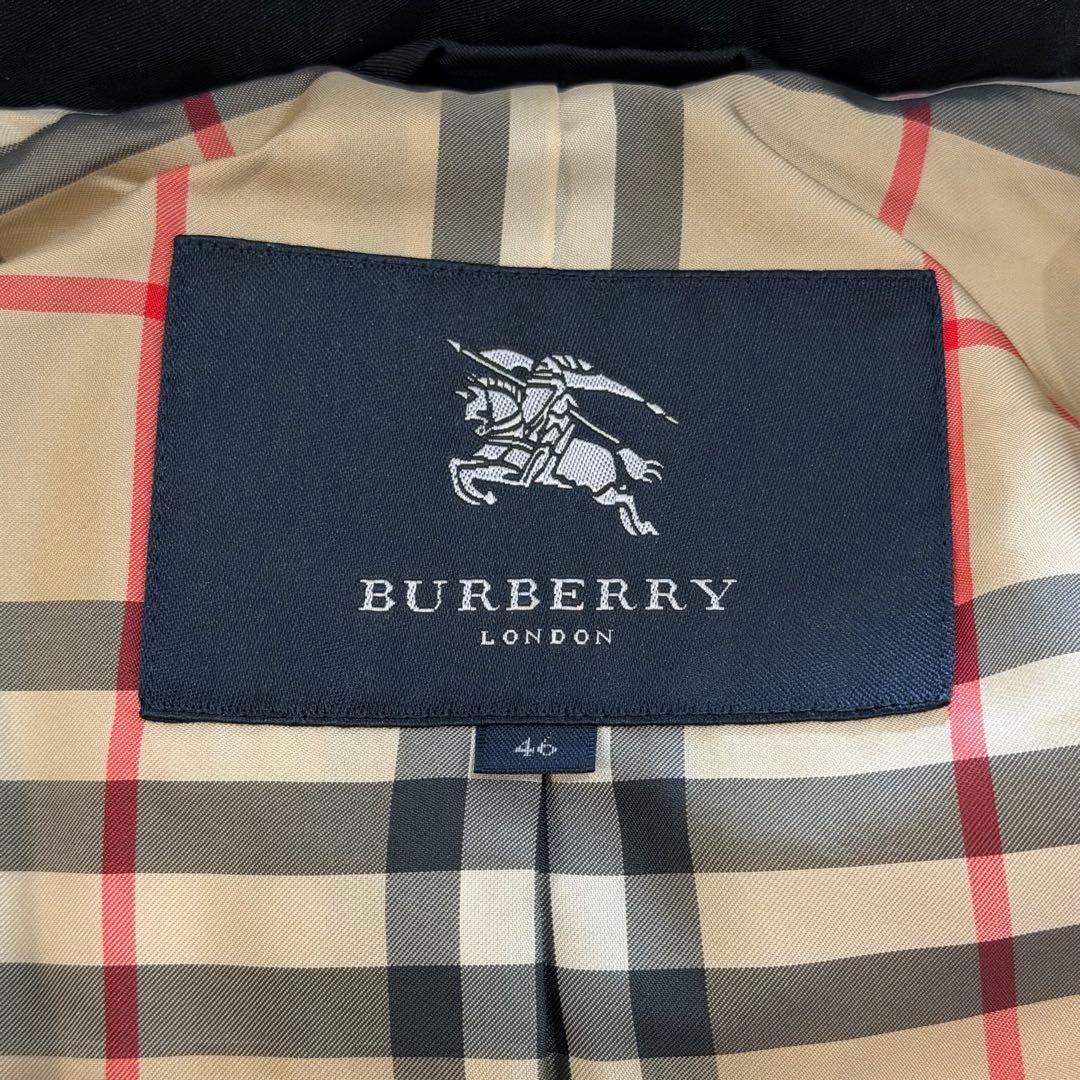 バーバリーロンドン　ダウンコート　ノバチェック ベルト　ファー　ブラック　4L