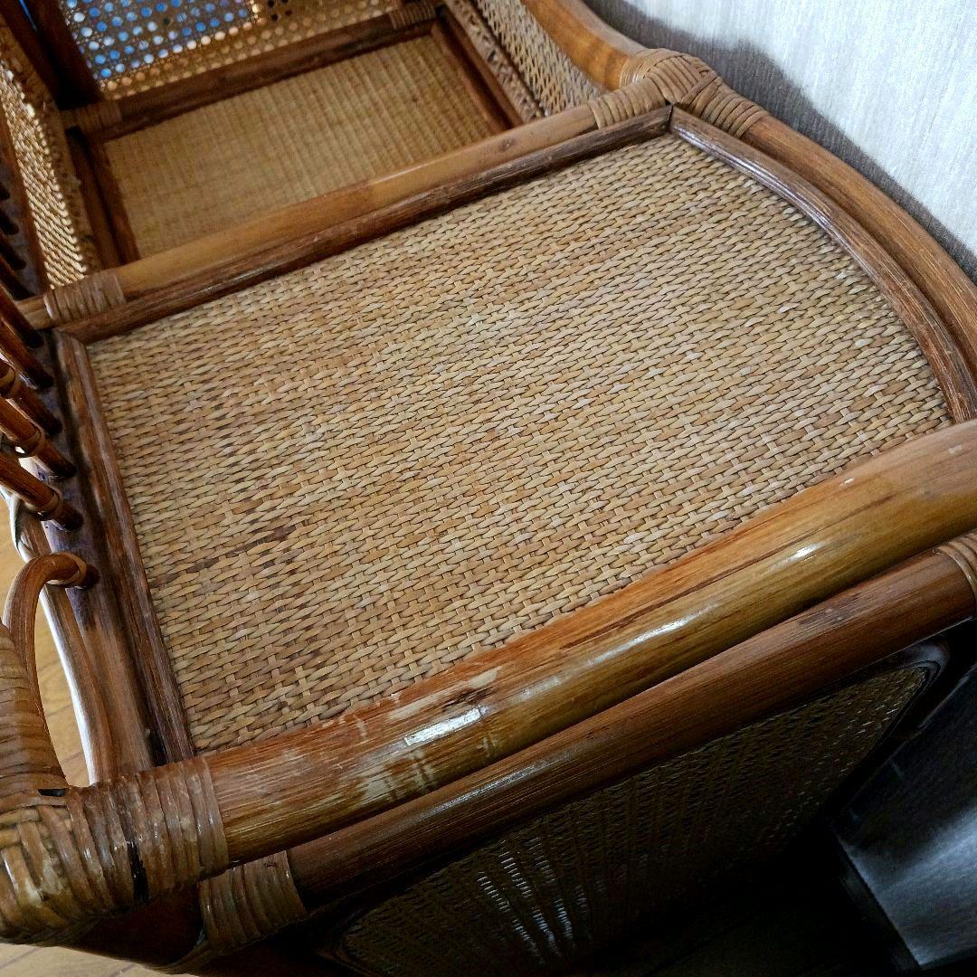 ラタン製 3段引き出しチェスト　オープンシェルフ　キャスター付き