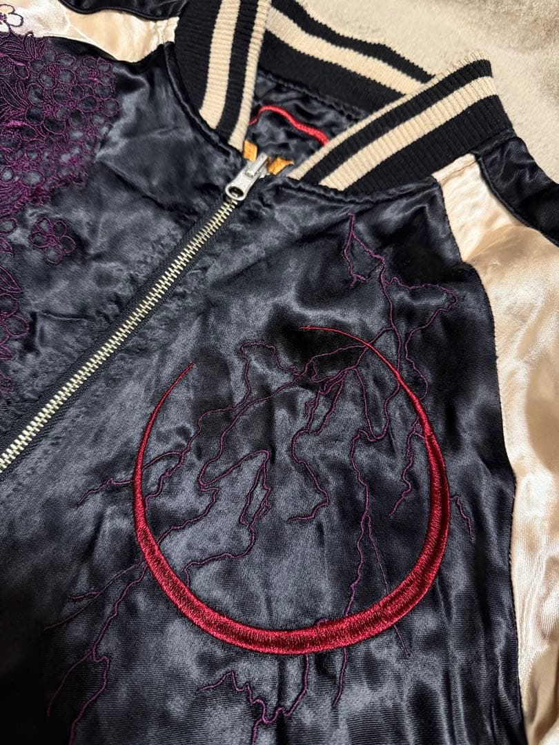 美品 ２面用 絡繰魂 騎手 馬 日本限定 スカジャン vintage レーヨン