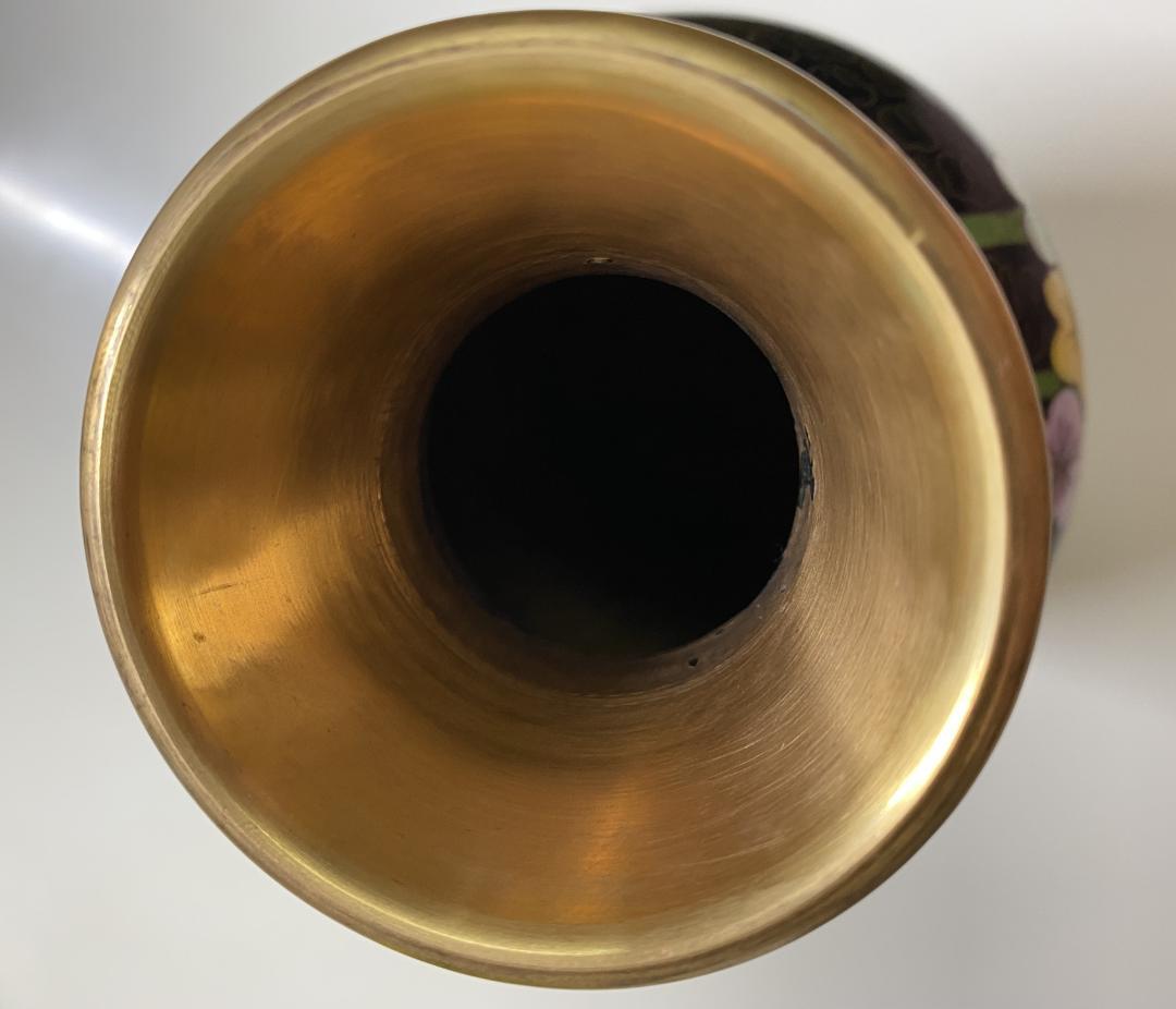 Vintage 花瓶 七宝焼 景泰藍 骨董品 花器 陶器 ２個セット 台座付き