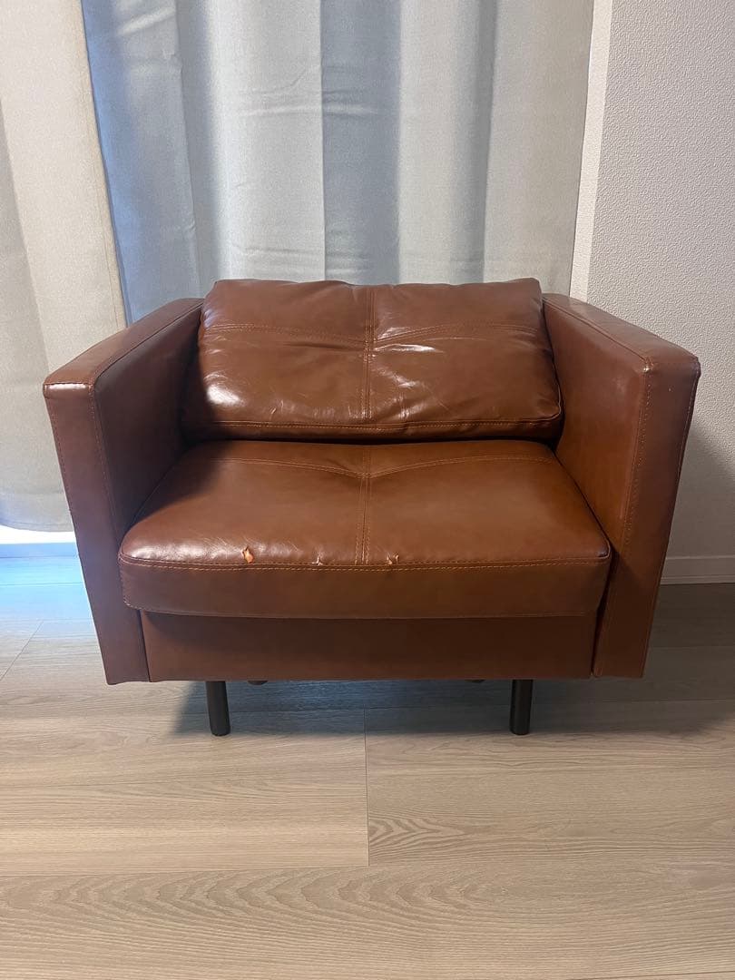 ⚠️11月まで　 ブラウン アームチェア 1人掛けソファ　レザー　合皮