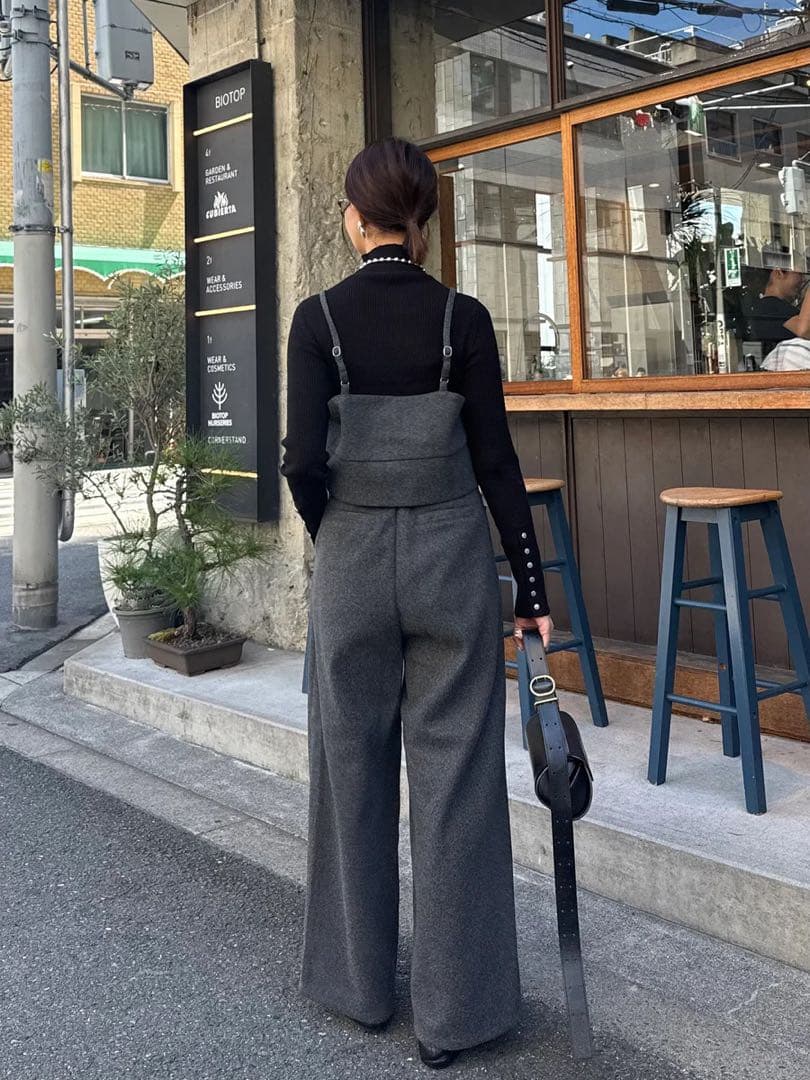 ｆｏｓiｅ　2点SET ウールライクビスチェ ウールライクタックワイドパンツ