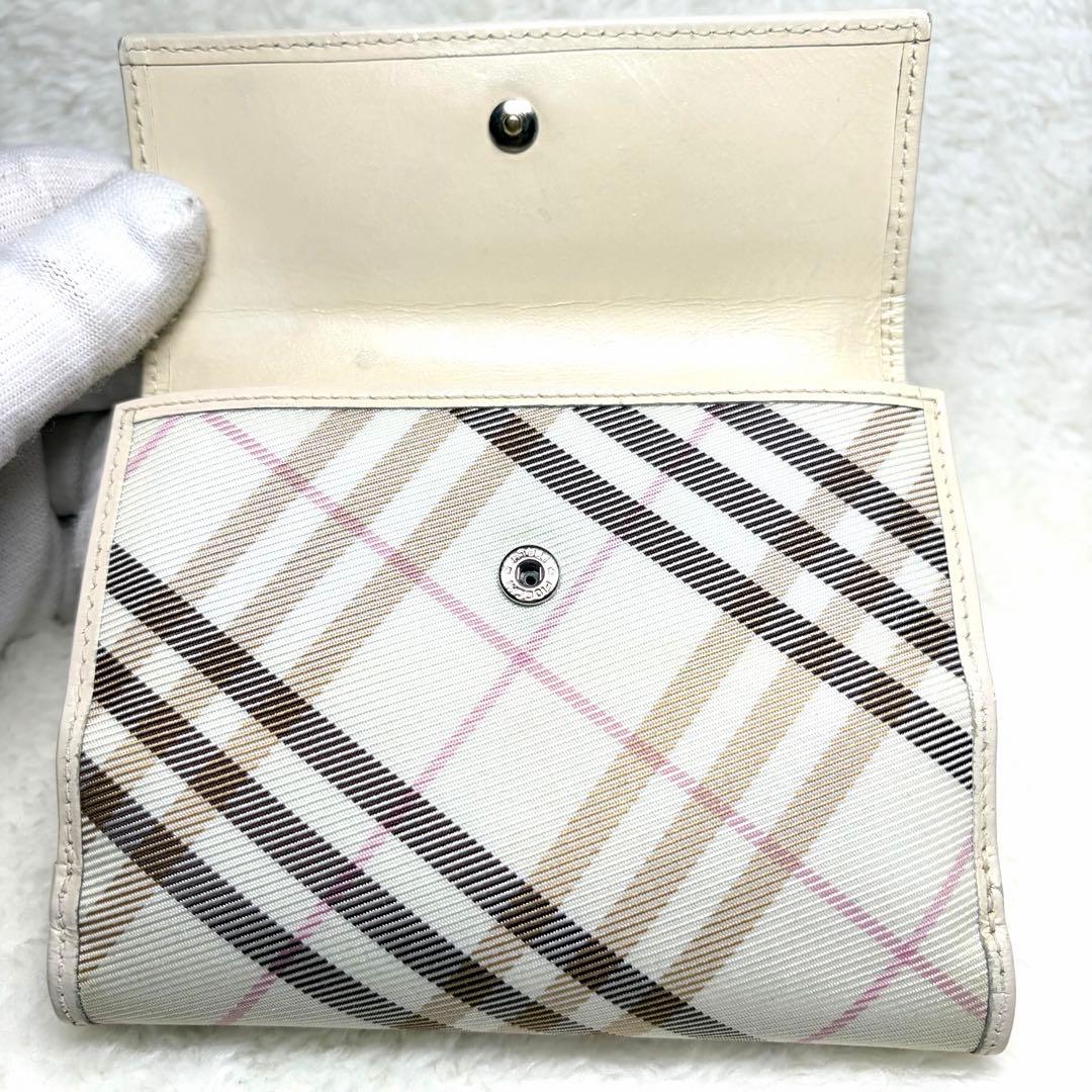 ✨美品 BURBERRY 折り財布 ノバチェック キャンバス レザー アイボリー