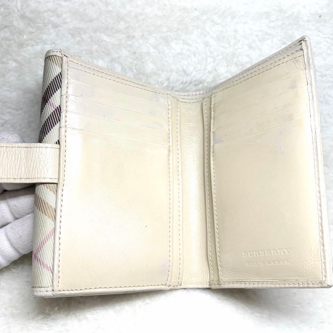 ✨美品 BURBERRY 折り財布 ノバチェック キャンバス レザー アイボリー