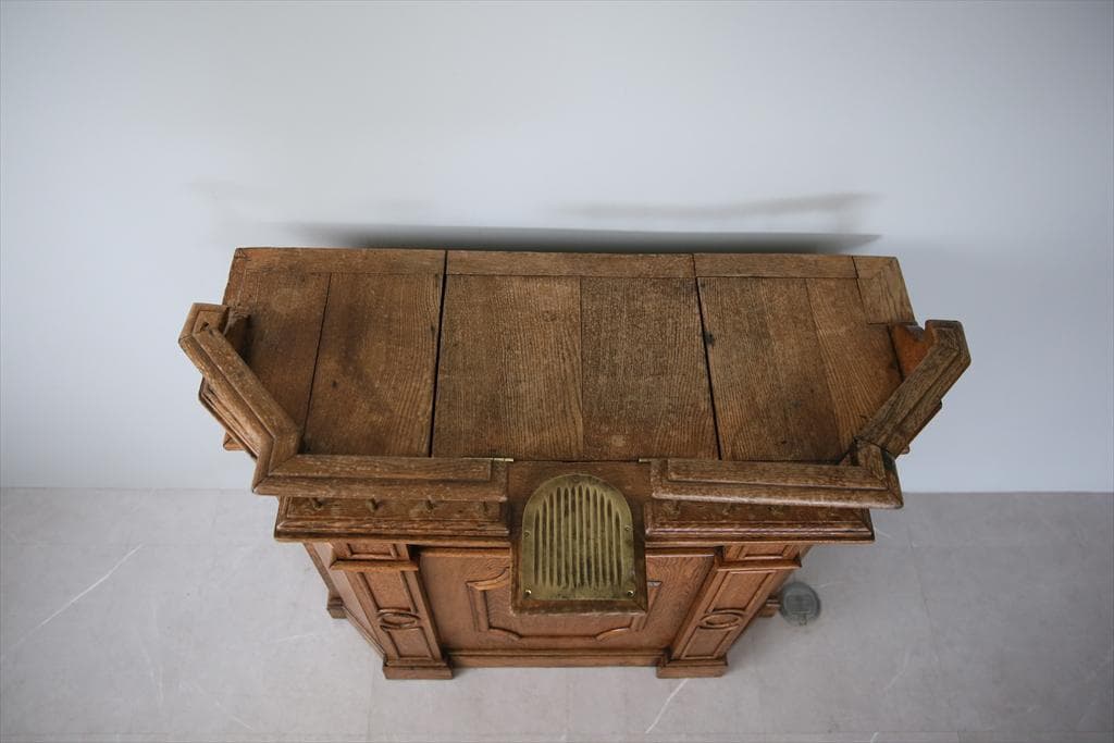 フランスアンティーク木製ショップカウンター/レジ台/テーブル机(90-113)