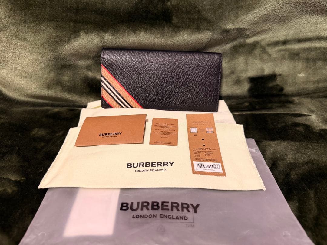 【美品】バーバリー 長財布 チェック柄 キャベンディッシュ ブラック レザー