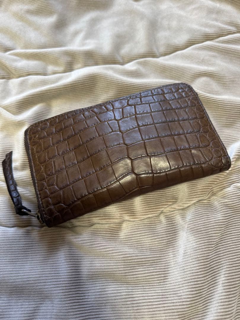 美品！　クロコダイル　ポロサス センター取り　ブラウン　長財布　クリスチャンポー