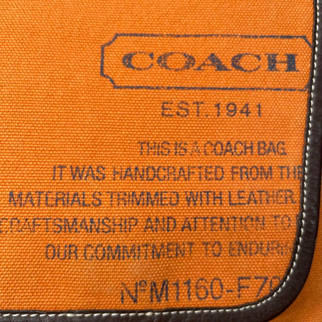 バッグ COACH Orange Canvas Leather Messenger