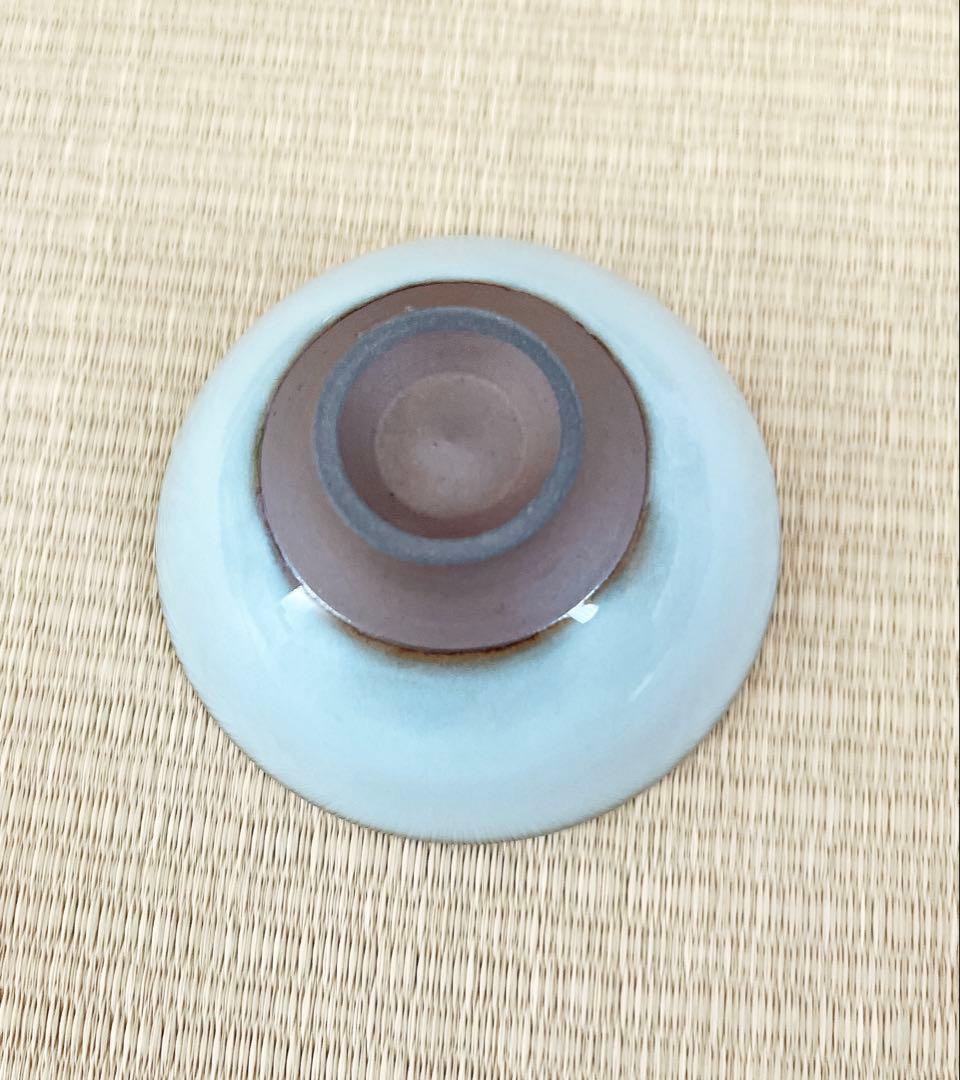 【未使用】小石原焼　人間国宝　福島善三　中野月白瓷鉋文盃　共箱