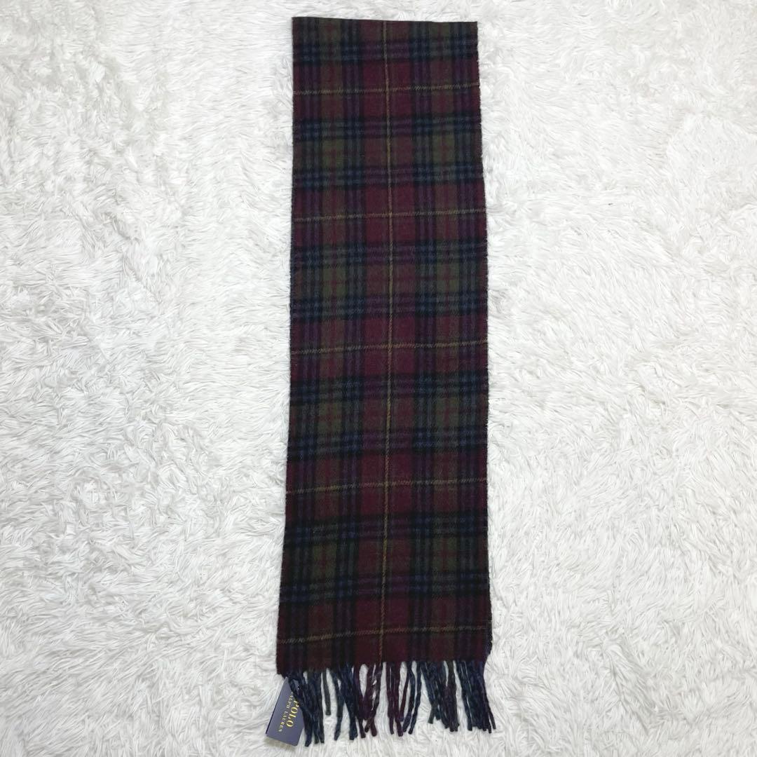 【新品未使用】ラルフローレン　マフラー・チェック柄・リバーシブル・ヘリンボーン