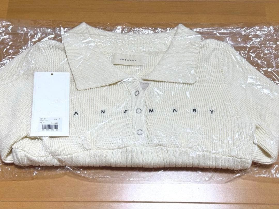 トップス andmary Lindsay logo tops ivory