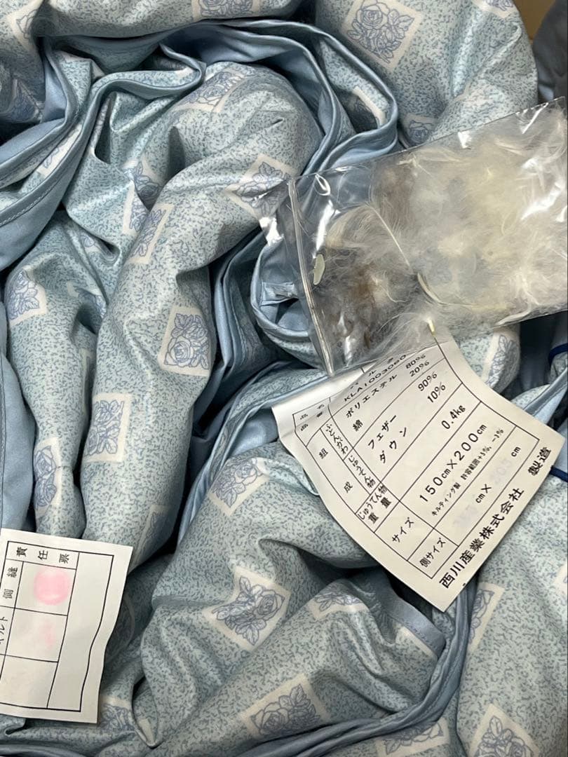 羽根掛布団(フェザーケット)2枚組　150×200cm フェザー90% 西川