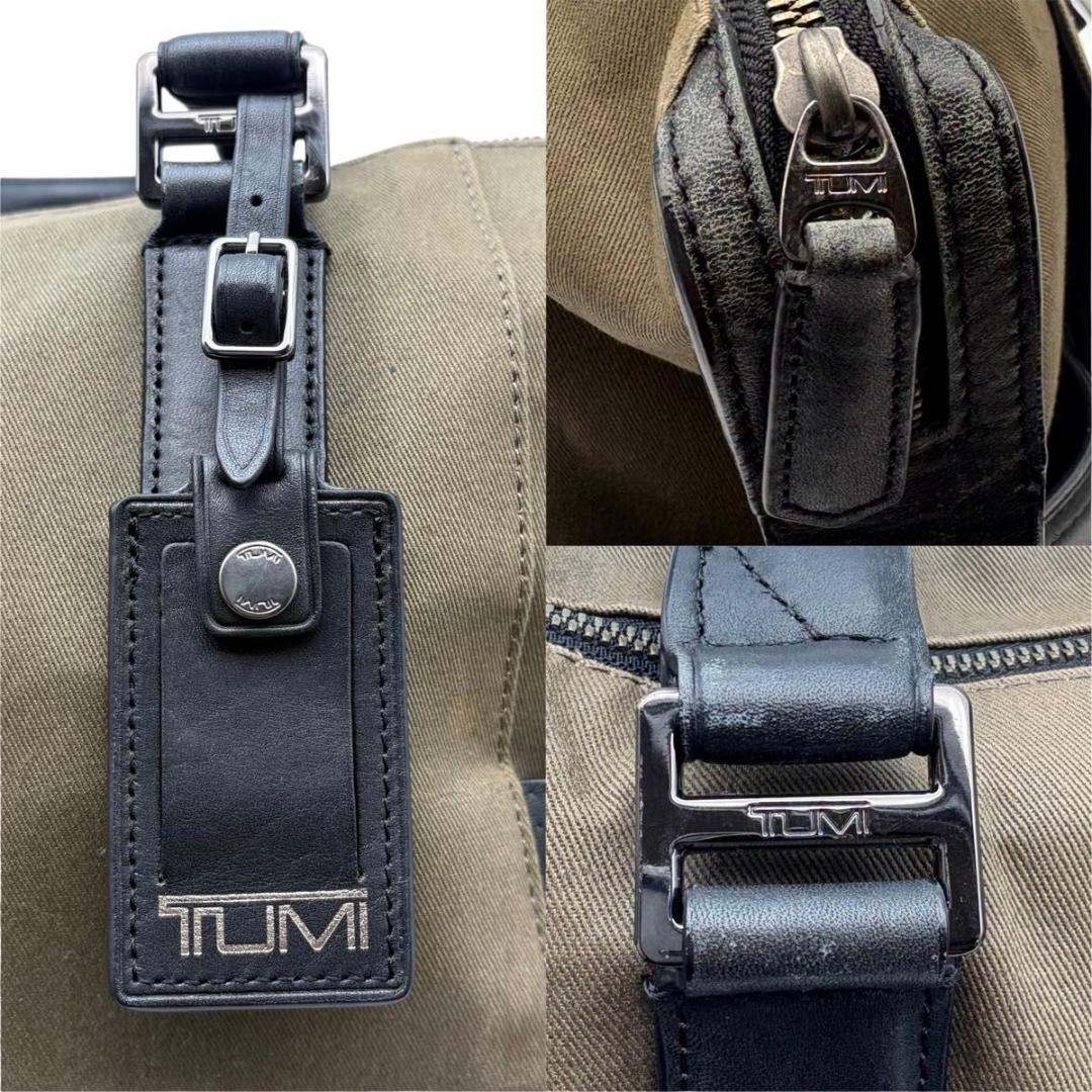 希少 TUMI トートバッグ ビジネスバッグ キャンバス　レザー　カーキ　大容量