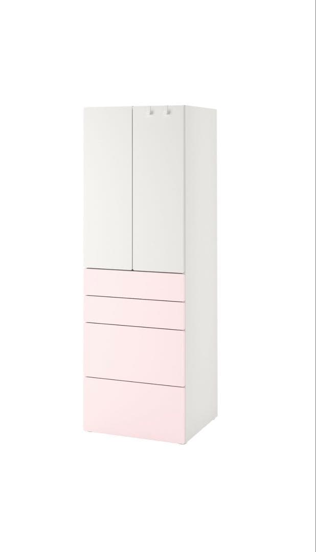 ホワイト ピンク チェスト 4段 引き出し付き60x57x181 cm